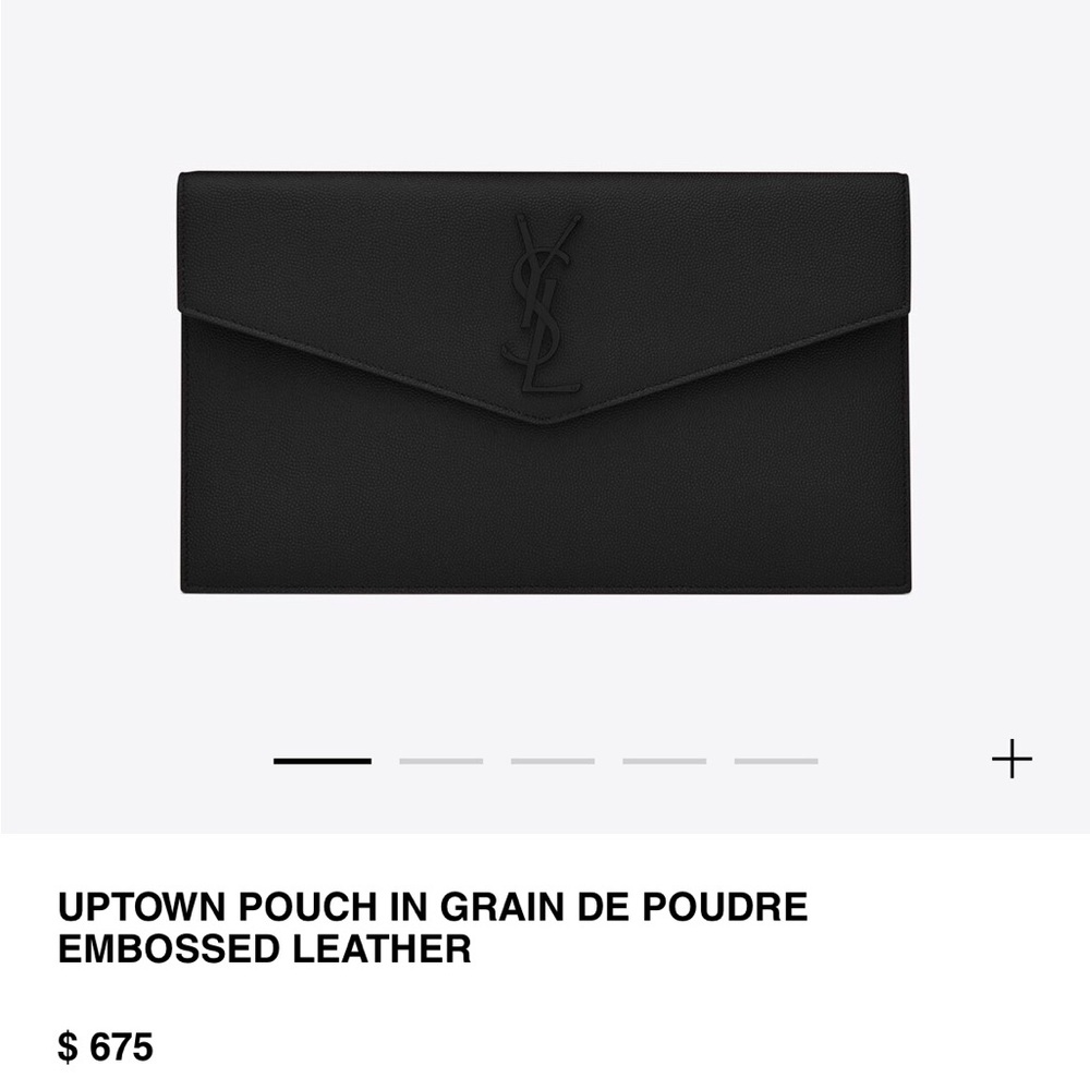 Yves Saint Laurent Uptown Embossed Leather Black Clutch